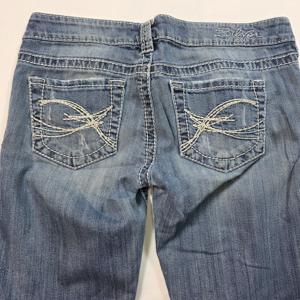 Silver Jeans Womens 29 Tuesday Capri Distressed Medium Wash Blue Denim - Picture 6 of 12